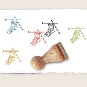 Mini rubber stamp HAND-KNITTED SOCK Ø 15 mm / 0.59 inch