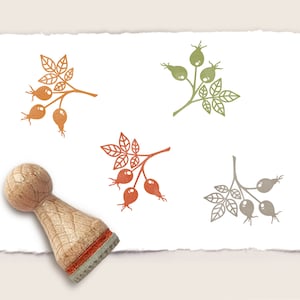 Mini rubber stamp ROSE HIPS Ø 15 mm / 0.59 inch
