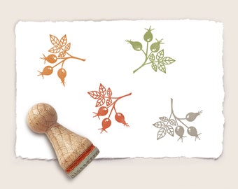 Mini rubber stamp ROSE HIPS Ø 15 mm / 0.59 inch