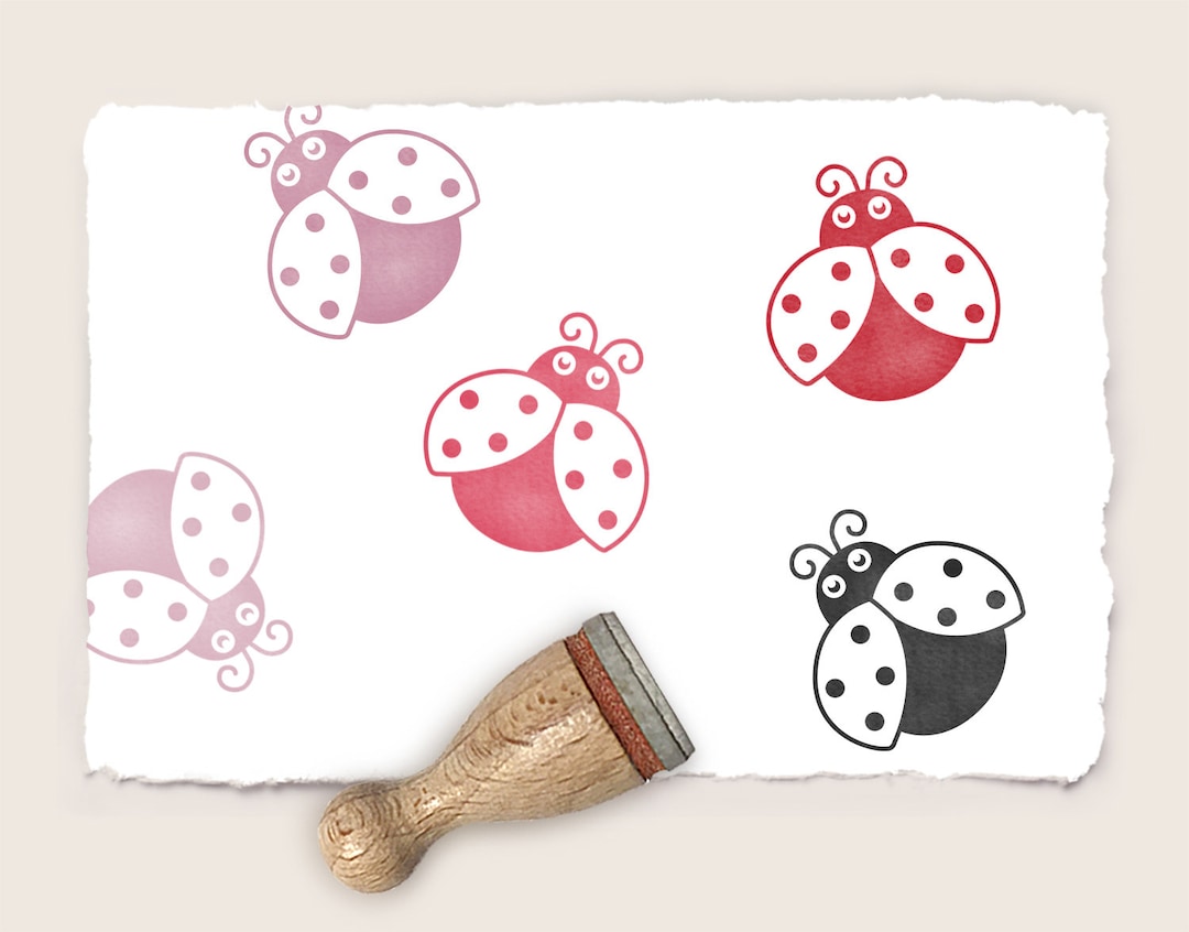 Woodies Mini-Stempel Marienkäfer – Niedlicher Holzstempel Zum Basteln, 1,5 X 1,5 X 3 Cm