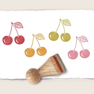 Mini rubber stamp CHERRIES Ø 15 mm / 0.59 inch