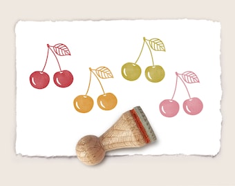 Mini rubber stamp CHERRIES Ø 15 mm / 0.59 inch