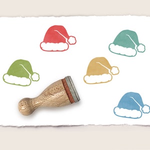 Mini rubber stamp SANTA'S HAT Ø 12 mm / 0.47 inch