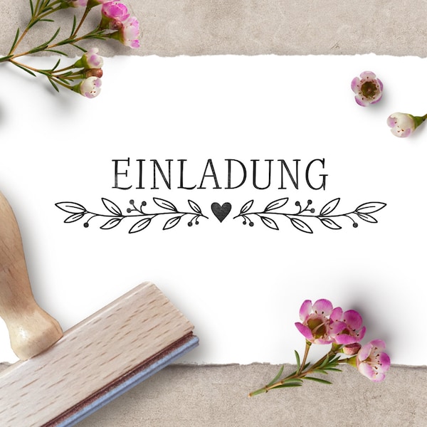 Rubber stamp EINLADUNG Garland 60 mm / 2.36 inches