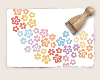 Mini rubber stamp SCATTERED FLOWERS Ø 12 mm / 0.47 inch