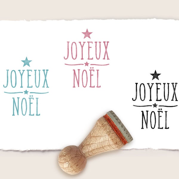 Mini rubber stamp JOYEUX NOEL Ø 15 mm