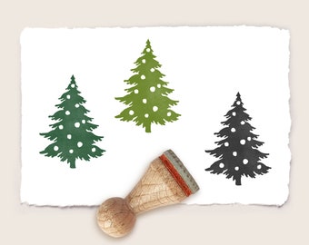 Mini rubber stamp SNOWY FIR TREE  Ø 15 mm