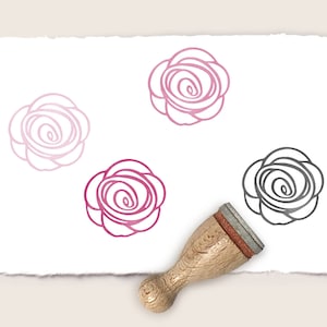 Mini rubber stamp OUTLINE ROSE Ø 12 mm / 0.47 inch