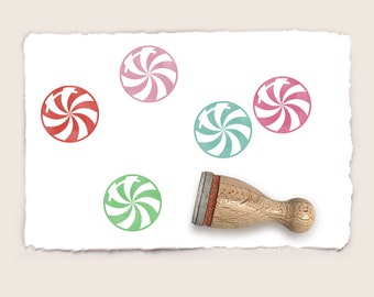 Mini rubber stamp CHRISTMAS CANDY Ø 12 mm / 0.47 inch
