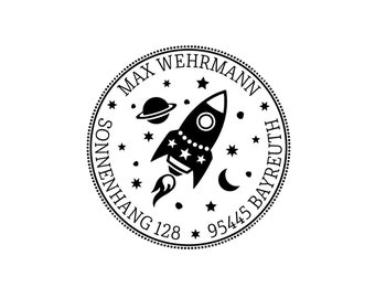 Return address stamp SPACESHIP ∅ 40 mm / 1.57 inches