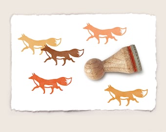 Mini rubber stamp RUNNING FOX Ø 15 mm / 0.59 inch