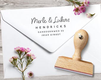 Personalized return address stamp TYPOGRAPHIC / 60 x 30 mm / for individuals and couples