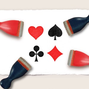 4 mini timbri in gomma CARD SUITS Ø 12 mm / 0,47 pollici / set di quattro