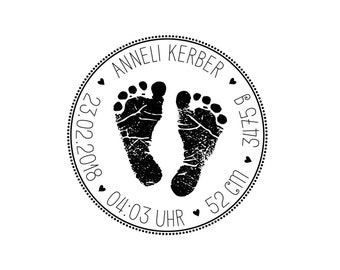 Rubber stamp BABY'S FOOTPRINTS Ø 40 mm / 1.57 inches