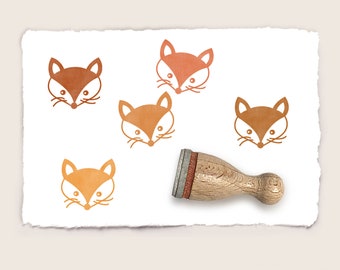 Mini rubber stamp FOX'S HEAD Ø 12 mm / 0.47 inch