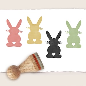 Mini rubber stamp HEART-TAIL BUNNY Ø 15 mm / 0.59 inch