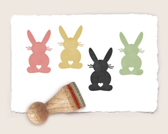 Mini rubber stamp HEART-TAIL BUNNY Ø 15 mm / 0.59 inch