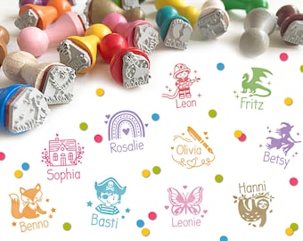 Mini rubber stamp with NAME + IMAGE Ø 15 mm / 0.59 inches / MAXIMUM of 7 letters