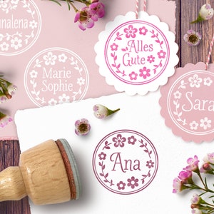 Customized rubber stamp FLORAL WREATH ∅ 25 mm / 0.98 inch