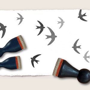 3 mini-rubberstempels COMMON SWIFTS / set van drie / 10 + 12 + 15 mm / 0,39 + 0,47 + 0,59 inch