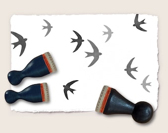 3 mini rubber stamps COMMON SWIFTS / set of three / 10 + 12 + 15 mm / 0.39 + 0.47 + 0.59 inch