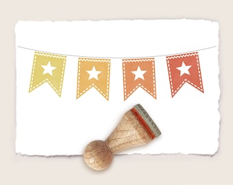 Mini rubber stamp STAR PENNANT FLAG Ø 15 mm / 0.59 inch