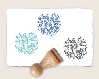 Mini rubber stamp OCEAN WAVES Ø 15 mm