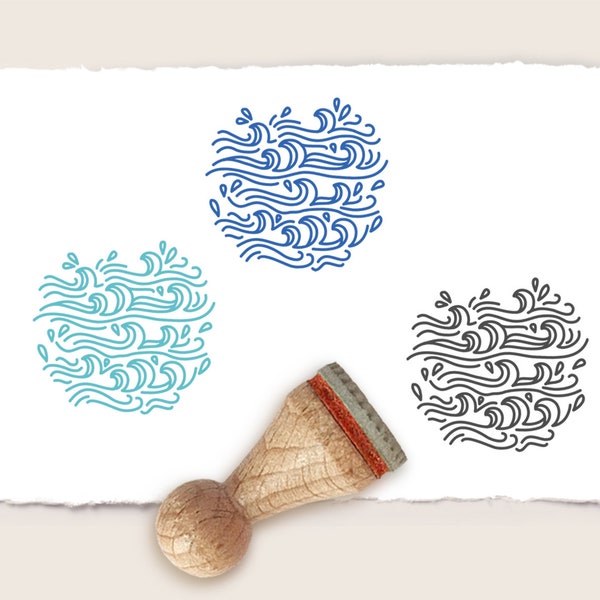 Mini rubber stamp OCEAN WAVES Ø 15 mm