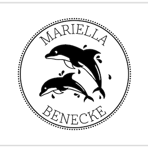 Personalisierter Stempel DELFINE mit Name ∅ 30 mm