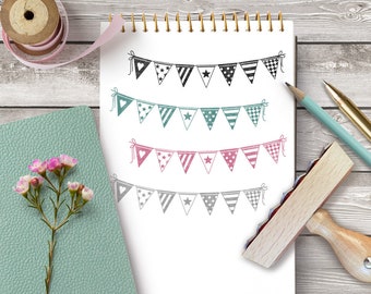 Rubber stamp BUNTING 80 x 20 mm / 3.15 x 0.79 inches