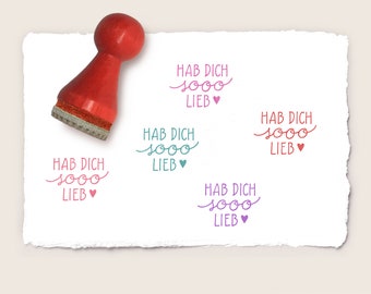 Mini rubber stamp HAB DICH sooo LIEB Ø 15 mm / 0.59 inches