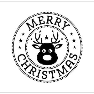 Motivstempel Stempel MERRY CHRISTMAS mit Rentier ∅ 30 mm