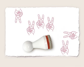 Mini rubber stamp VICTORY SIGN Ø 15 mm / 0.59 inches