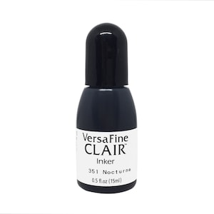 May include: A black bottle of VersaFine Clair Ink in the colour 351 Nocturne. The bottle is labelled with the brand name, ink type, colour number, and colour name. The bottle contains 0.5 fl oz (15 ml) of ink.