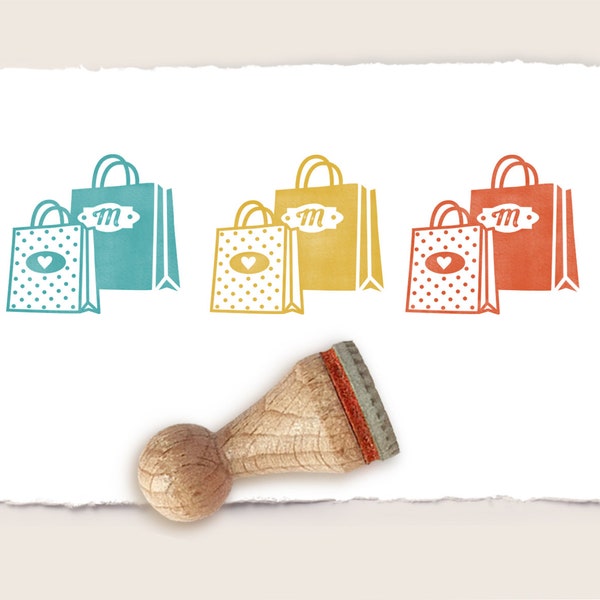 Mini rubber stamp SHOPPING BAGS Ø 15 mm / 0.59 inch