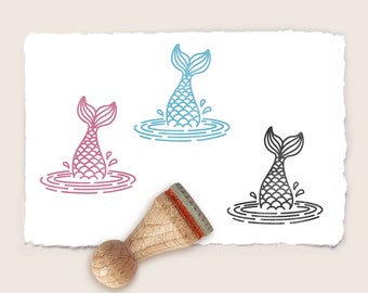 Mini rubber stamp MERMAID'S TAIL Ø 15 mm / 0.59 inches