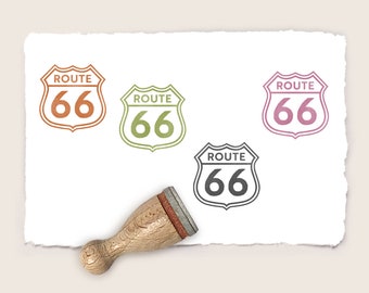 Mini rubber stamp ROUTE 66 SIGN Ø 12 mm / 0.47 inch