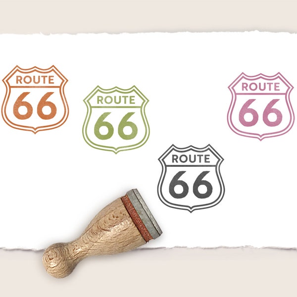 Mini rubber stamp ROUTE 66 SIGN Ø 12 mm / 0.47 inch