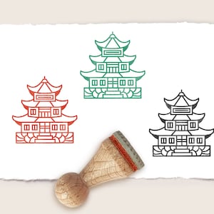 Mini rubberen stempel PAGODE Ø 15 mm / 0,59 inch
