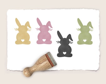 Mini rubber stamp HEART-TAIL BUNNY Ø 12 mm / 0.47 inch