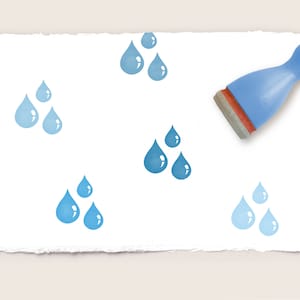 Mini timbro in gomma TRE GOCCE D'ACQUA Ø 12 mm / 0,47 pollici