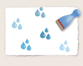 Mini rubber stamp THREE WATER DROPS Ø 12 mm / 0.47 inch