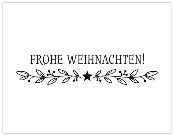 Rubber stamp FROHE WEIHNACHTEN with branches 60 mm / 2.36 inches