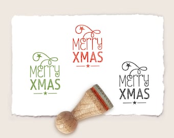 Mini rubber stamp MERRY XMAS Ø 15 mm / 0.59 inch