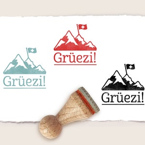 Mini rubberen stempel GRÜEZI Ø 15 mm