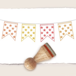 Mini rubber stamp PENNANT FLAG STARS Ø 15 mm / 0.59 inch