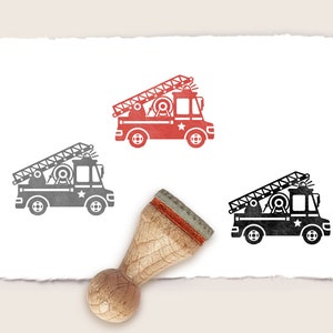 Mini rubber stamp FIRE TRUCK Ø 15 mm / 0.59 inches