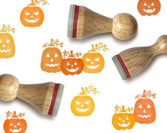 Mini rubber stamp set HALLOWEEN PUMPKINS / Ø 12-15 mm/ 3 stamps