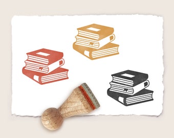 Mini rubber stamp BOOKS Ø 15 mm / 0.59 inch