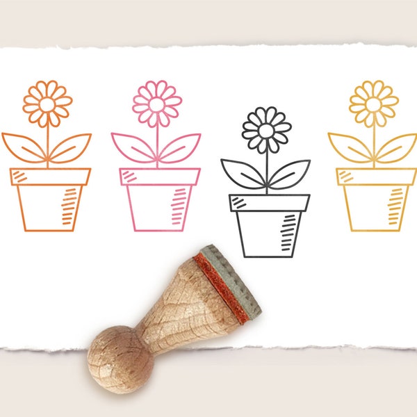 Mini rubber stamp POTTED FLOWER Ø 15 mm